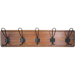 Porte-manteau mural rustique 610 mm (24 po) avec 5 crochets rustiques en pin massif brun | Adexa GWA318