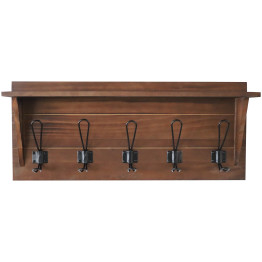 Porte-manteau mural rustique 610 mm (24 po) avec 5 crochets rustiques en pin massif brun | Adexa GWA322