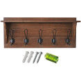 Porte-manteau mural rustique 610 mm (24 po) avec 5 crochets rustiques en pin massif brun | Adexa GWA322