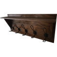 Porte-manteau mural rustique 610 mm (24 po) avec 5 crochets rustiques en pin massif brun | Adexa GWA322