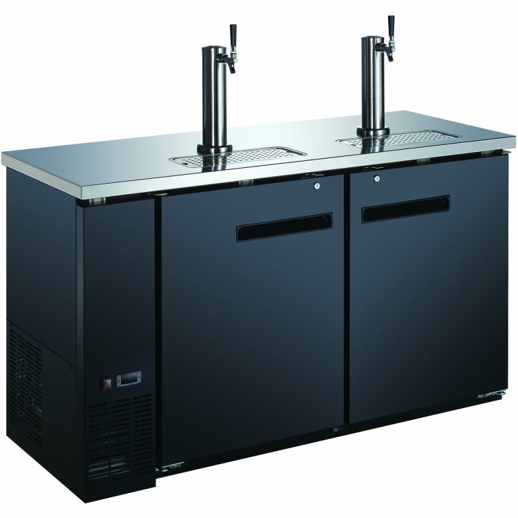 Distributeur de bière à tirage direct commercial - Refroidisseur de fûts à double porte avec double robinet à bière Noir | Adexa GXX202 Distributeur de bière à tirage direct commercial - Refroidisseur de fûts à double porte avec double robinet à bière Noir | Adexa GXX202