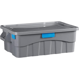 Boîte de rangement robuste avec couvercle, en polypropylène gris (PP), 710 × 420 × 227 mm | Adexa GZFH402