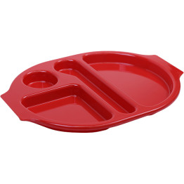 Plateau compartimenté pour restauration rapide en polycarbonate rouge (PC) 377 x 280 x 25 mm | Adexa GZFH7160