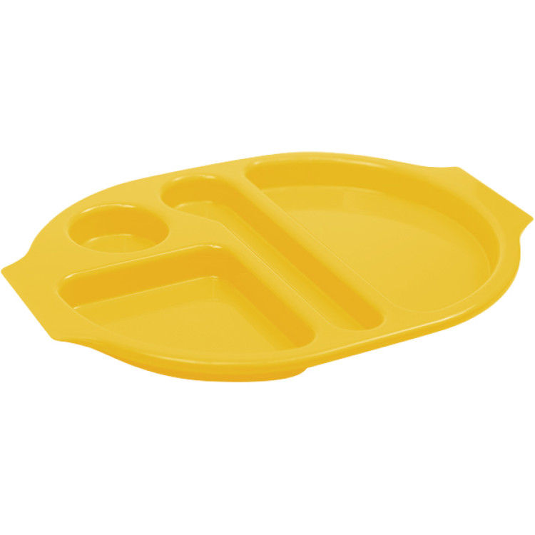 Plateau compartimenté pour restauration rapide en polycarbonate jaune (PC) 377 x 280 x 25 mm | Adexa GZFH7164
