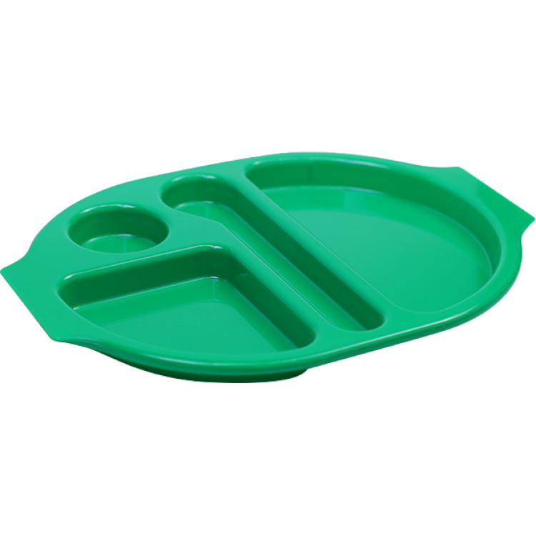 Plateau compartimenté pour restauration rapide en polycarbonate vert (PC) 377 x 280 x 25 mm | Adexa GZFH7166