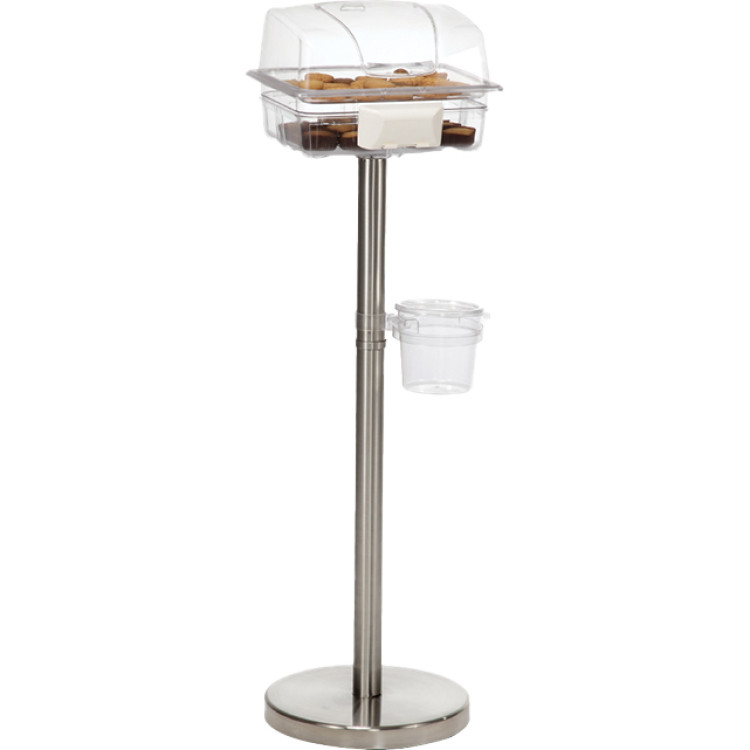 Présentoir de dégustation alimentaire avec vitrine transparente en polycarbonate et base en acier inoxydable 330 x 265 x 1100 mm | Adexa GZFH802