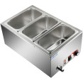 Bain-marie professionnel avec robinet de vidange 3xGN1/3 comprenant 3 récipients | Adexa HB3V