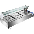 Bain Marie Commercial avec dessus en verre pare-haleine 3xGN1/2 | Adexa HBM23