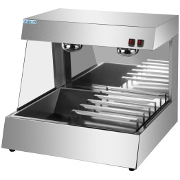 Présentoir chauffant de comptoir commercial pour chips 800×710×685 mm | Adexa HCW8