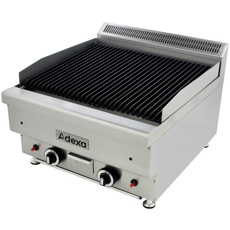 Barbecue à gaz professionnel avec pierres de lave, 2 brûleurs, 17 kW, gaz naturel, kit GPL, acier inoxydable, 600 × 670 × 445 mm | Adexa HD600TRH Barbecue à gaz professionnel avec pierres de lave, 2 brûleurs, 17 kW, gaz naturel, kit GPL, acier inoxydable, 600 × 670 × 445 mm | Adexa HD600TRH