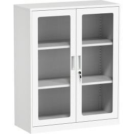 Armoire de classement professionnelle demi-hauteur avec porte vitrée 900 x 390 x 1130 mm blanche | Adexa HDWAB02