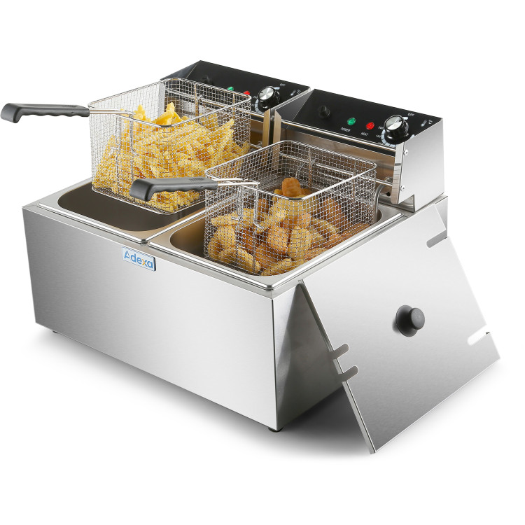 Friteuse Commerciale Double Électrique 2x8 litres 5,6kW Comptoir | Adexa HEF89
