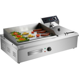 Plaque de cuisson et friteuse combinées professionnelles 760 x 630 x 460 mm 2,8 + 3 kW électriques | Adexa HEG908