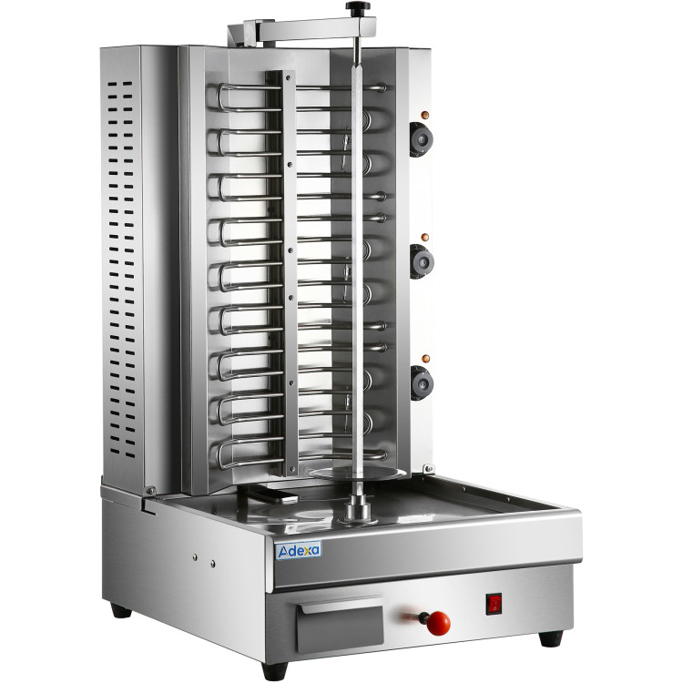 Gril électrique professionnel réglable pour gyros/kebabs, 3 foyers, 8 kW | Adexa HESE2