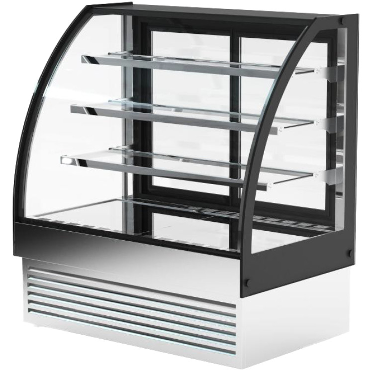 Vitrine à gâteaux 700 mm, 3 étagères, acier inoxydable | Adexa HL700S3