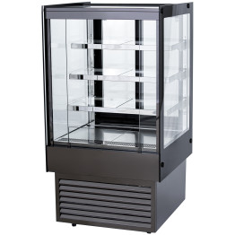 Vitrine réfrigérée verticale commerciale à 3 étagères en verre 700 x 700 x 1300 mm Noir | Adexa HNTK206BLACK