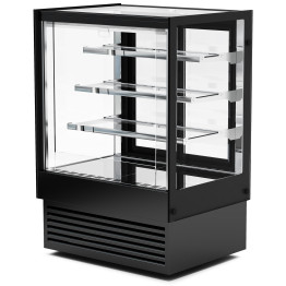 Vitrine réfrigérée verticale commerciale à 3 étagères en verre 900 x 700 x 1300 mm Noir | Adexa HNTK208BLACK
