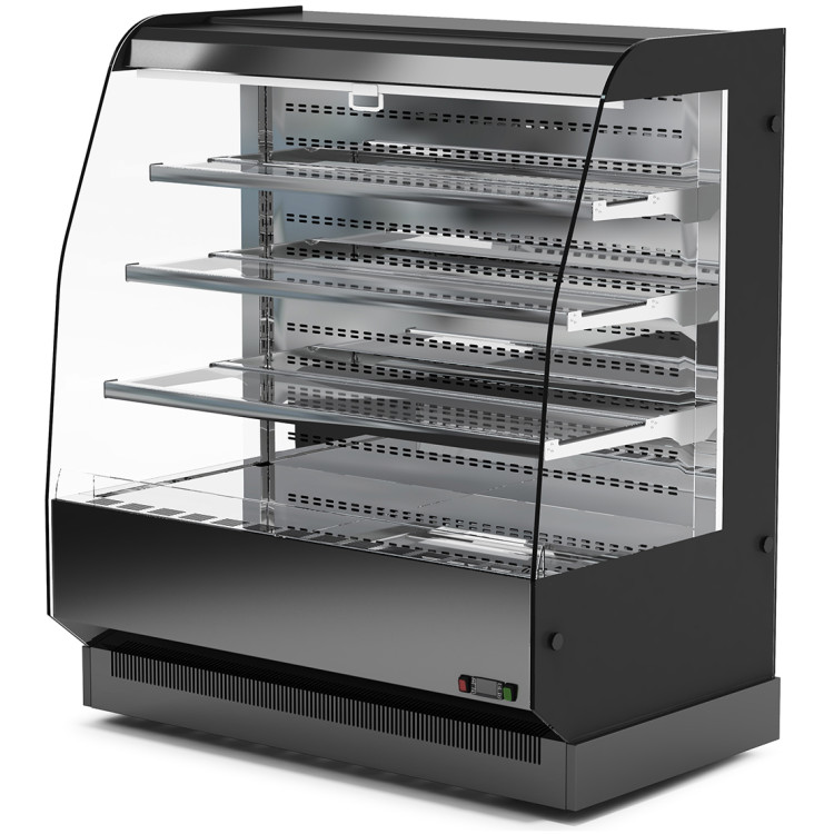 Vitrine réfrigérée verticale commerciale à 3 étagères en verre 700 x 740 x 1380 mm Noir | Adexa HNTK210BLACK