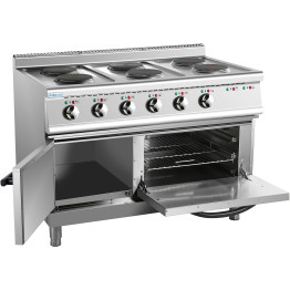 Cuisinière électrique professionnelle 6 brûleurs (6 x 2 000 W) avec four électrique (4 800 W) 1 050 x 700 x 920 mm 380 V | Adexa HRQ762A Cuisinière électrique professionnelle 6 brûleurs (6 x 2 000 W) avec four électrique (4 800 W) 1 050 x 700 x 920 mm 380 V | Adexa HRQ762A