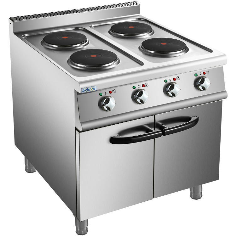 Cuisinière électrique professionnelle 4 brûleurs avec socle, 8 kW, profondeur 700 mm | Adexa HRQ712 Cuisinière électrique professionnelle 4 brûleurs avec socle, 8 kW, profondeur 700 mm | Adexa HRQ712