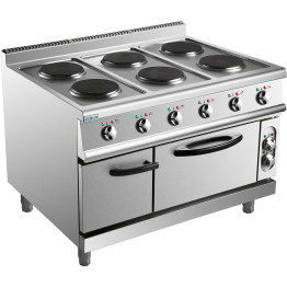 Cuisinière électrique professionnelle 6 brûleurs avec four électrique 15,6 kW + 4,8 kW, profondeur 900 mm | Adexa HRQ962A Cuisinière électrique professionnelle 6 brûleurs avec four électrique 15,6 kW + 4,8 kW, profondeur 900 mm | Adexa HRQ962A