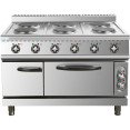 Cuisinière électrique professionnelle 6 brûleurs avec four électrique 15,6 kW + 4,8 kW, profondeur 900 mm | Adexa HRQ962A