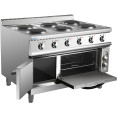 Cuisinière électrique professionnelle 6 brûleurs avec four électrique 15,6 kW + 4,8 kW, profondeur 900 mm | Adexa HRQ962A