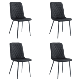 Chaise de salle à manger bistro en velours noir à surpiqûres en losange, pour intérieur et extérieur, 440 x 530 x 930 mm | Adexa HYDC008BLACK
