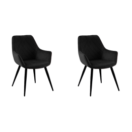Chaise de bistro avec accoudoirs, revêtement en velours noir à surpiqûres en losange, pour intérieur et extérieur, 570 x 660 x 880 mm | Adexa HYDC041BLACK Chaise de bistro avec accoudoirs, revêtement en velours noir à surpiqûres en losange, pour intérieur et extérieur, 570 x 660 x 880 mm | Adexa HYDC041BLACK