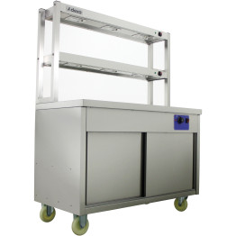 Armoire chauffante mobile à plan de travail plat avec portique chauffant à 2 niveaux 1500 mm | Adexa HYH15HD Armoire chauffante mobile à plan de travail plat avec portique chauffant à 2 niveaux 1500 mm | Adexa HYH15HD