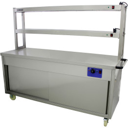 Armoire chauffante mobile à plan de travail plat avec portique chauffant à 2 niveaux 1800 mm | Adexa HYH18HD Armoire chauffante mobile à plan de travail plat avec portique chauffant à 2 niveaux 1800 mm | Adexa HYH18HD
