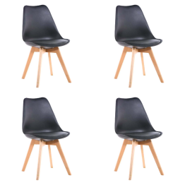 Chaise de salle à manger bistro, assise en polypropylène et pieds en hêtre noir | Adexa HYL053D1