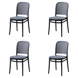 Chaise de salle à manger bistro en plastique noir et gris pour intérieur et extérieur | Adexa HYPP25