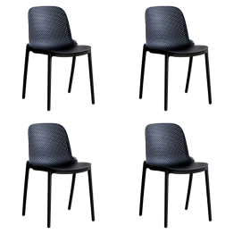 Chaise de salle à manger bistro en plastique noir pour intérieur et extérieur 440 x 545 x 815 mm | Adexa HYPP26BLACK