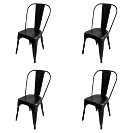 Chaise de bistro industriel, finition noir vieilli | Adexa HYX5031AGED Chaise de bistro industriel, finition noir vieilli | Adexa HYX5031AGED