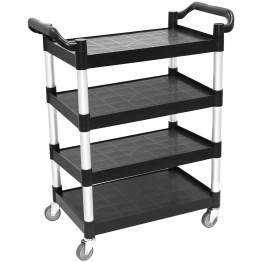 Chariot utilitaire professionnel à 4 niveaux en polypropylène noir 1010 x 500 x 1260 mm | Adexa HZMCC5014