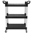 Chariot utilitaire professionnel à 3 niveaux en polypropylène noir 1010 x 500 x 980 mm | Adexa HZMCC501