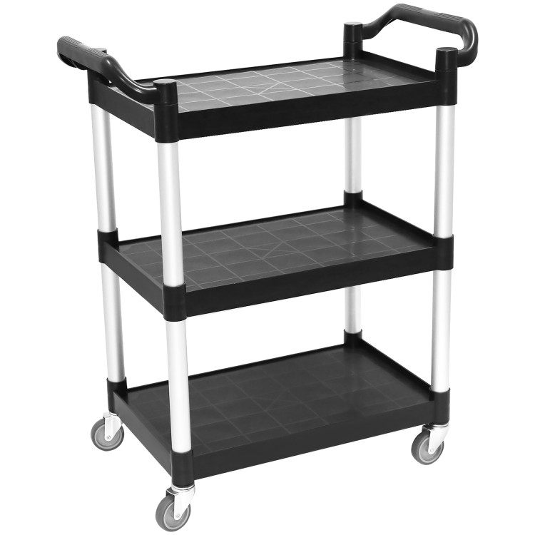 Chariot utilitaire professionnel à 3 niveaux en polypropylène noir 1010 x 500 x 980 mm | Adexa HZMCC501