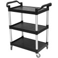 Chariot utilitaire professionnel à 3 niveaux en polypropylène noir 1010 x 500 x 980 mm | Adexa HZMCC501