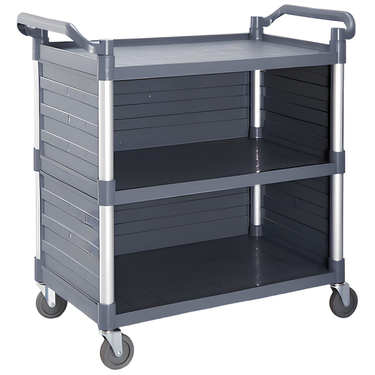 Chariot utilitaire commercial à 3 niveaux avec 3 panneaux latéraux, grand modèle gris 1010 x 500 x 980 mm | Adexa HZMCC506