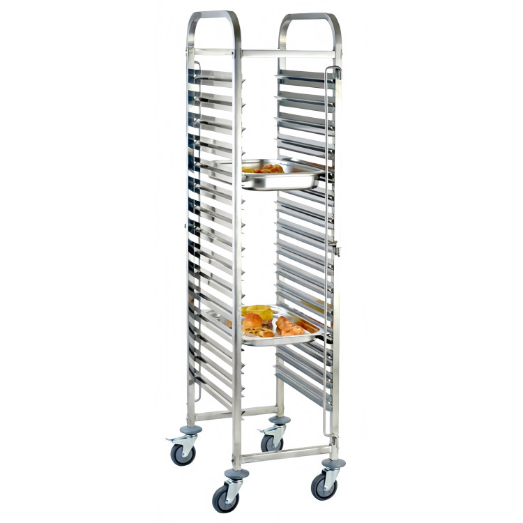 Chariot à bacs GN en acier inoxydable 1/1 GN 15 niveaux 380×550×1700 mm | Adexa JSN248 Chariot à bacs GN en acier inoxydable 1/1 GN 15 niveaux 380×550×1700 mm | Adexa JSN248