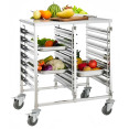 Chariot à bacs double GN en acier inoxydable avec table 1/1 GN 7×2 niveaux 740×550×950 mm | Adexa JSN254