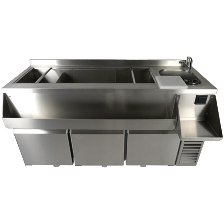 Réfrigérateur de comptoir à 3 portes avec plan de travail à cocktails, bac à glaçons et évier 1795×718×955 mm | Adexa JTA504 Réfrigérateur de comptoir à 3 portes avec plan de travail à cocktails, bac à glaçons et évier 1795×718×955 mm | Adexa JTA504