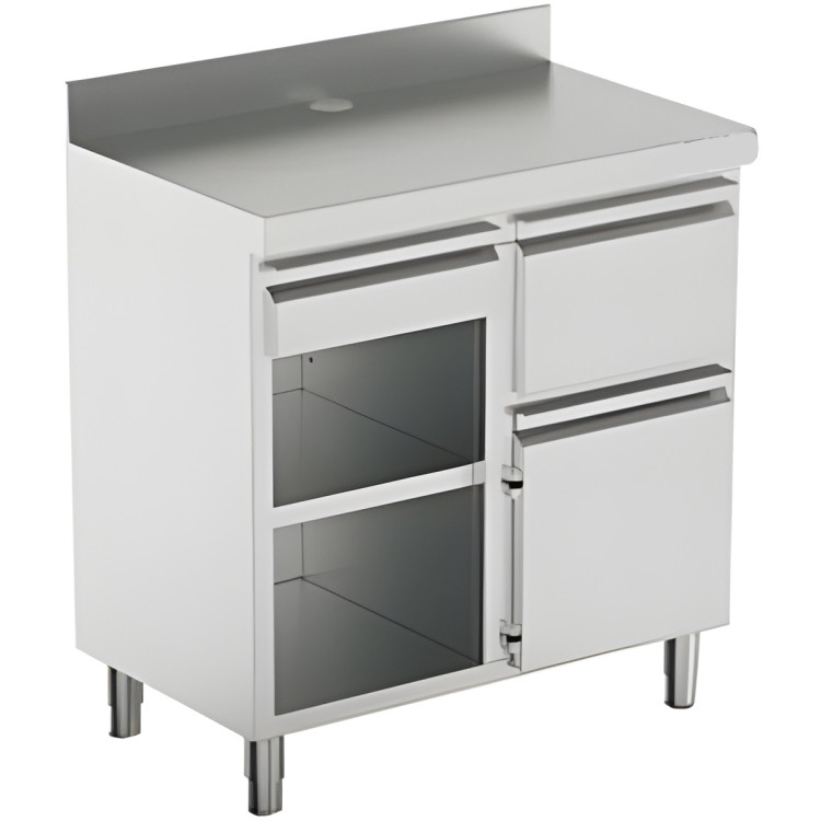 Table haute de café professionnelle en acier inoxydable avec tiroir 1000×600×1150 mm | Adexa KFT1061 Table haute de café professionnelle en acier inoxydable avec tiroir 1000×600×1150 mm | Adexa KFT1061