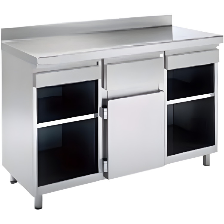 Table haute de café professionnelle en acier inoxydable avec tiroir 1500×600×1150 mm | Adexa KFT1561 Table haute de café professionnelle en acier inoxydable avec tiroir 1500×600×1150 mm | Adexa KFT1561
