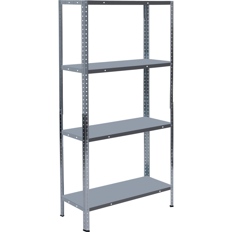 Étagère en acier galvanisé à 4 niveaux, capacité de charge de 160 kg (40 kg par étagère), dimensions : 750 x 300 x 1450 mm | Adexa KFT42