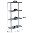Étagère en acier galvanisé à 4 niveaux, capacité de charge de 160 kg (40 kg par étagère), dimensions : 750 x 300 x 1450 mm | Adexa KFT42