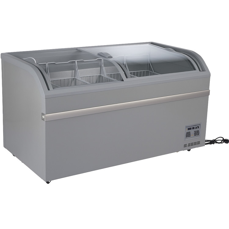 Congélateur vitré horizontal commercial avec étagères, 580 litres, 2 portes vitrées, 1500 x 850 x 880 mm, ventilation, dégivrage automatique | Adexa KOBE222
