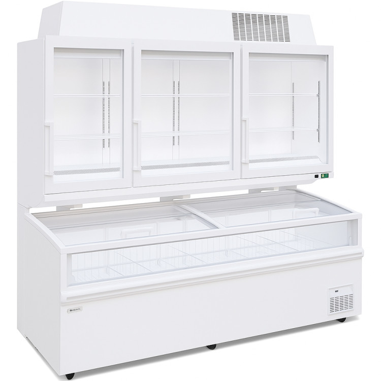 Vitrine réfrigérée commerciale avec étagères, 494 litres, 3 portes vitrées, 2000 x 780 x 2280 mm, refroidissement ventilé, dégivrage automatique | Adexa KOBE226