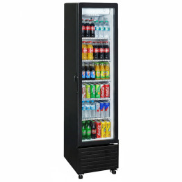 Réfrigérateur vertical commercial d'exposition 217 litres, porte vitrée simple, 5 étagères, refroidissement ventilé, dimensions : 500 x 580 x 2013 mm | Adexa KOBE306